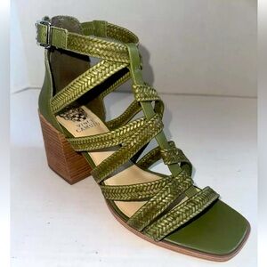 Vince Camuto Nissena Block Heel Strappy Sandals Green Size 10M